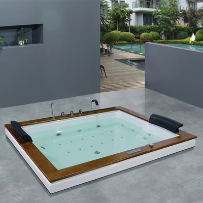 1800mm 5.9' Waterfall Whirlpool Bathtub For Two Indoor Transparent Glass