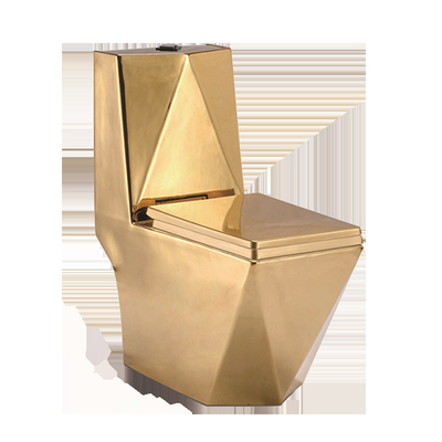 Sanitary Ware Floor Stand Golden Conjoined Toilet Luxury Diamond Dual Flush